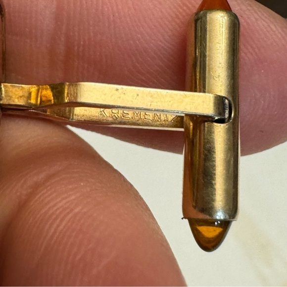 Vintage Krementz Octagon Cuff Links Gold Tone Engraved B Monogram Lucite Tips - Picture 8 of 13